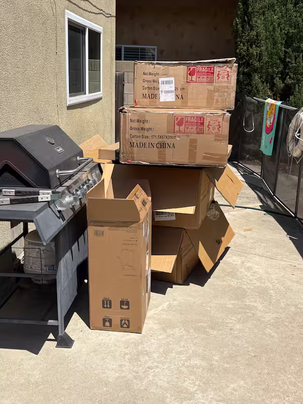 Costa Mesa Junk Removal Job Cardboard Picked Up From Poolside