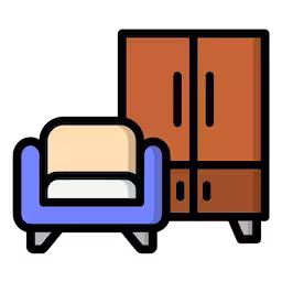 Furniture removal service icon with a chair and wardrobe representing couches, dressers, and mattresses hauling in Orange County.